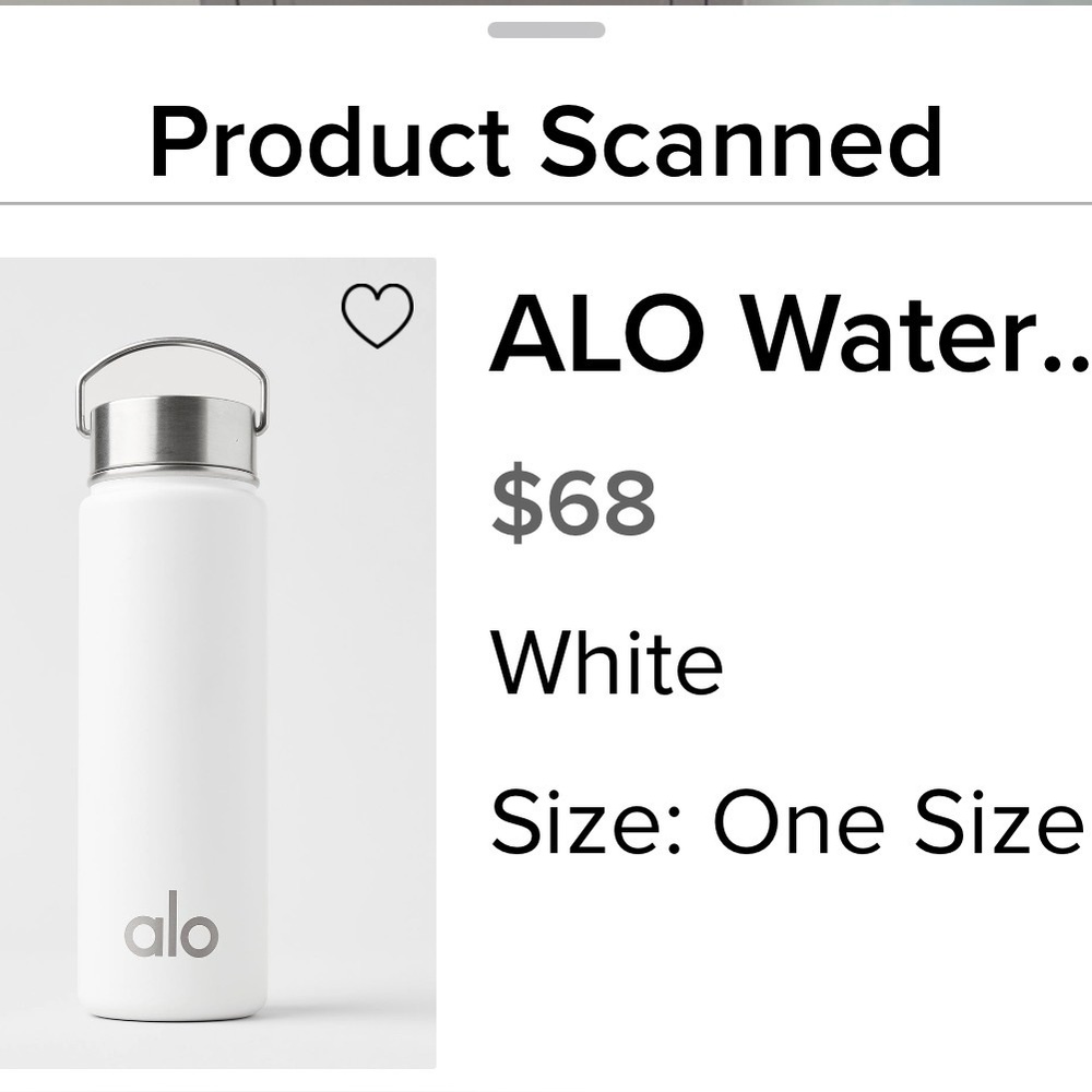 ALO Yoga White Stainless-Look Water Bottle with Label-24 ounce-NWT